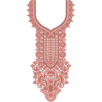 Peach Petal Plume Neck Embroidery Design