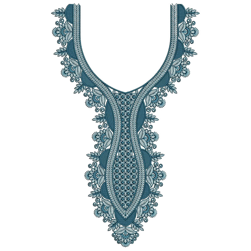 Intrigue Trellis Neck Embroidery Design