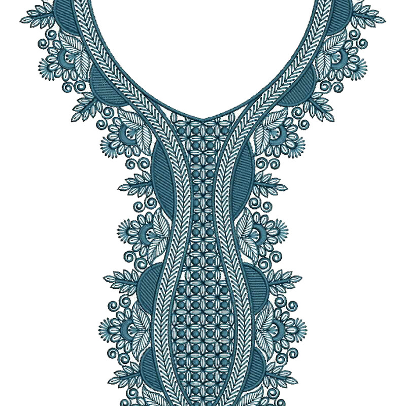 Intrigue Trellis Neck Embroidery Design