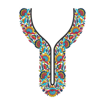Beautiful Flower Neck Embroidery Design