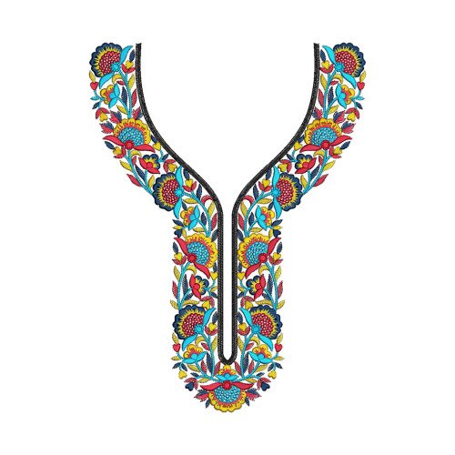 Beautiful Flower Neck Embroidery Design