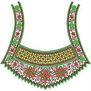 Bride Boho Gypsy Sequins Cording Neck Embroidery Design