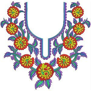 Artful Ruche Embroidery V Neck Design