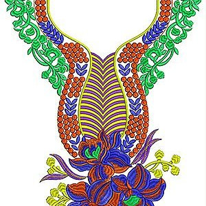 Jalabiya Floral Art Embroidery Neck Design
