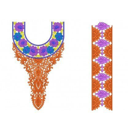Princess Lady Fashion Neck Embroidery Design