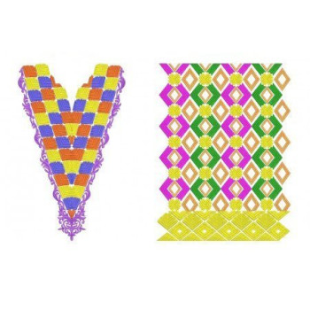 Marvellous Angles V Neck Embroidery Design