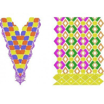 Marvellous Angles V Neck Embroidery Design