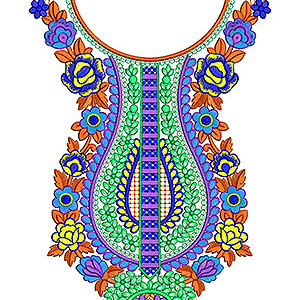 Beauty Farasha Flower Embroidery Neck Design