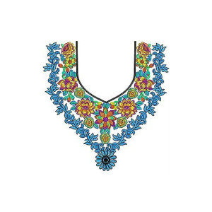 Beautiful V-Arched Neck Embroidery Design