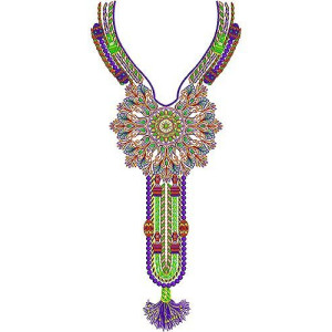 Counter Side Frill Maxi Dress Embroidery Design