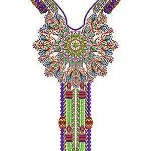 Counter Side Frill Maxi Dress Embroidery Design
