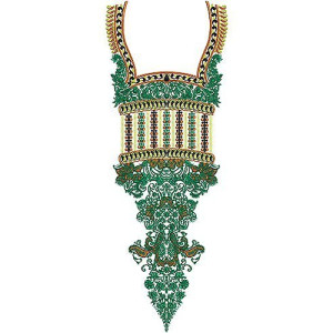 Tunisian Dress Boat Neck Embroidery Design