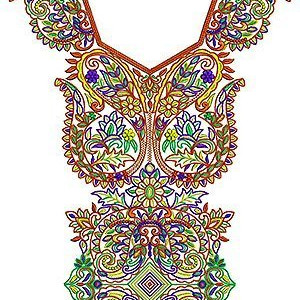Vibrant Color Designer Clothing Embroidery Design