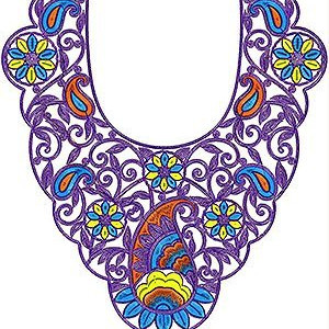 Marwari Bandhej Neck Embroidery Design