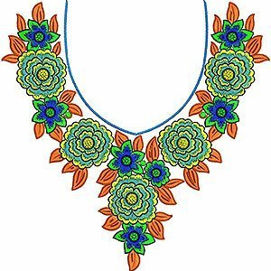 Round-Neck Cotton Silk Top Dress Cording Embroidery Design