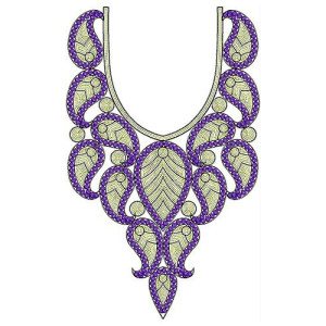 Paisley Designer Neck Sequins Cording Embroidery Design