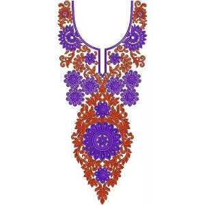 Round Neck Party Dress Embroidery Design