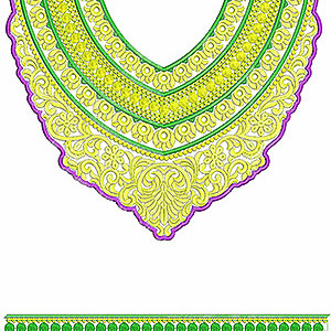 Round Sequins Neck Embroidery Design