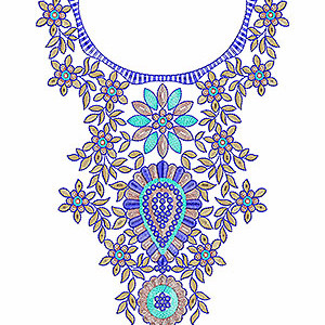 Ladies Fashion Neck Embroidery Design
