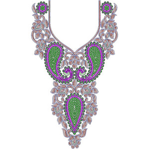 Sequins & Cording Neck Embroidery Design