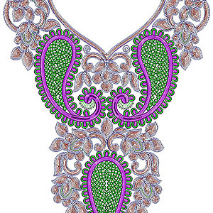 Sequins & Cording Neck Embroidery Design