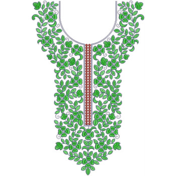 Silk Dupioni Gown Neck Embroidery Design