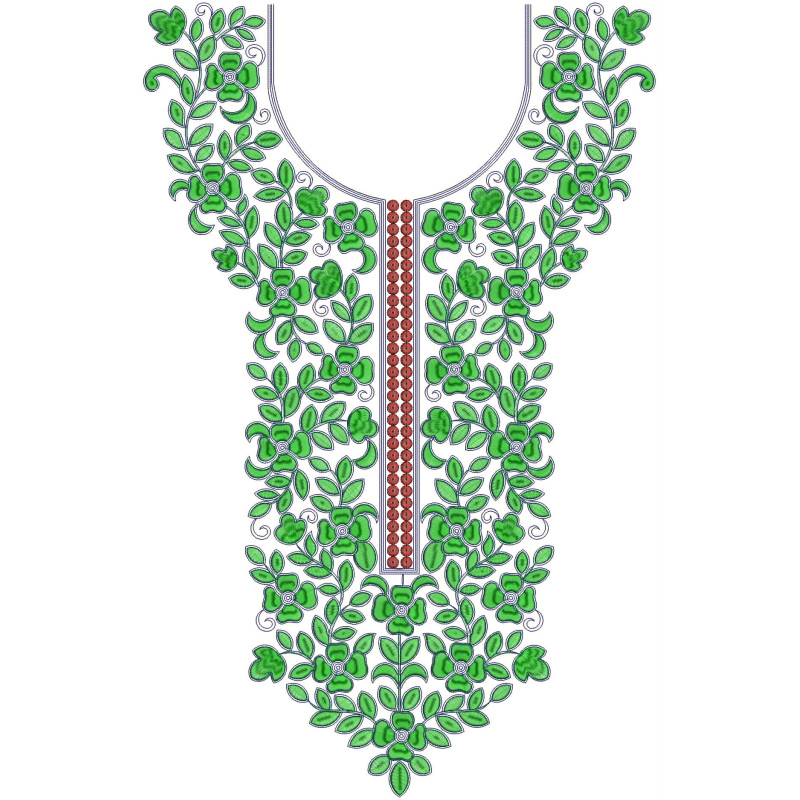 Silk Dupioni Gown Neck Embroidery Design