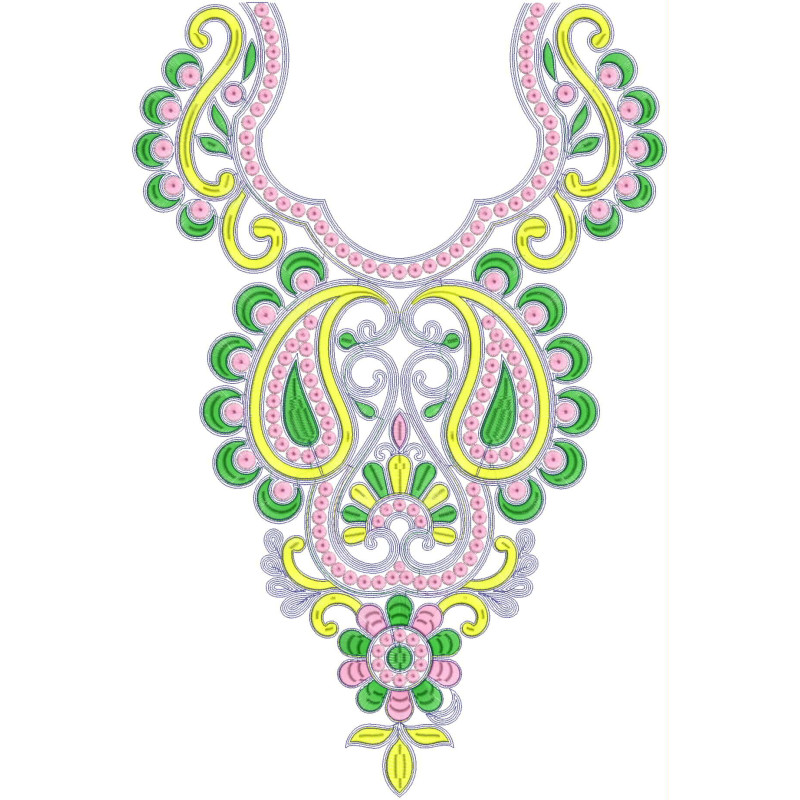 Fashion Women Neck Embroidery Design