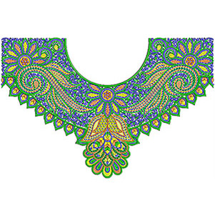 Satin Bohemian V Neck Embroidery Design