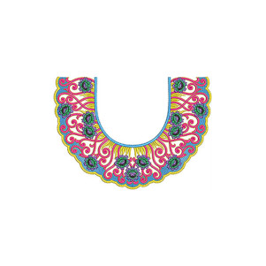 Floral U-Shaped Neckline Machine Embroidery Design