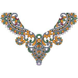 Sequin Gala Neck Yoke Embroidery Design