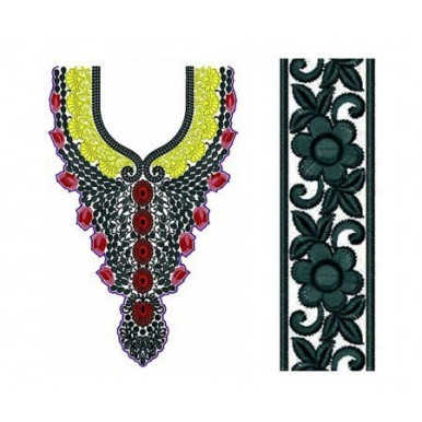 9345 Neck Embroidery Design