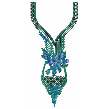 The Aqua Medley Neck Embroidery Design