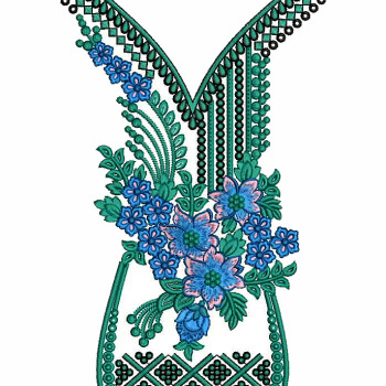 The Aqua Medley Neck Embroidery Design