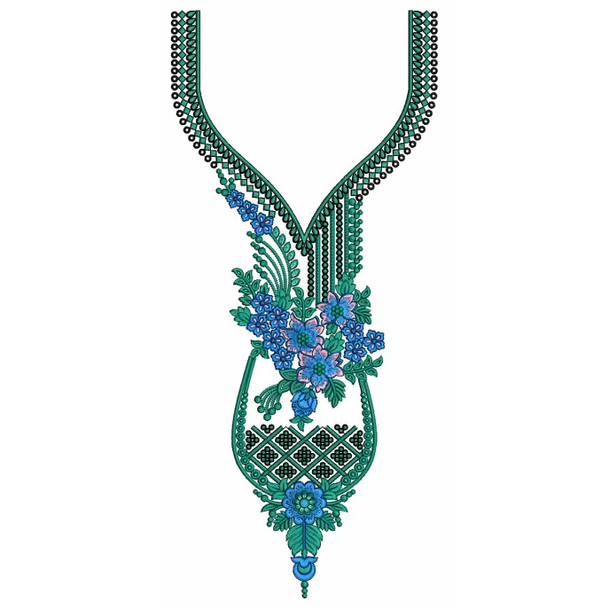 The Aqua Medley Neck Embroidery Design