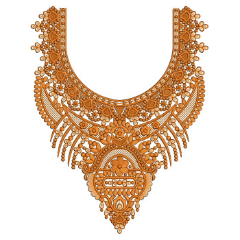 Ornate Traditional Neckline Motif Embroidery Design