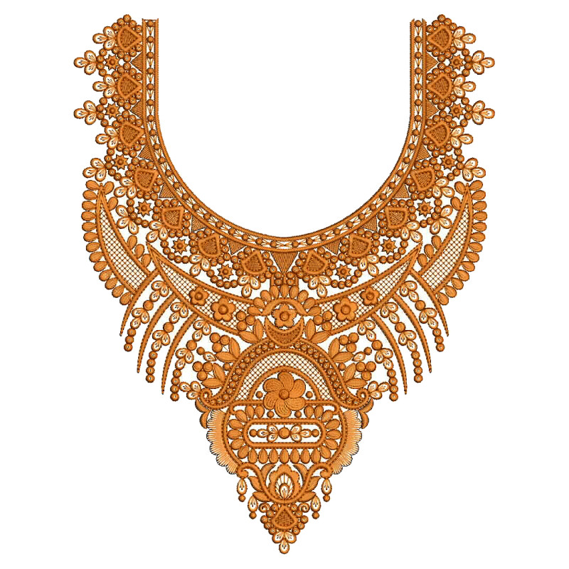 Ornate Traditional Neckline Motif Embroidery Design