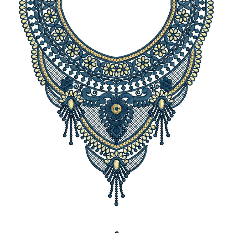 Regal Bib Neck Embroidery Design