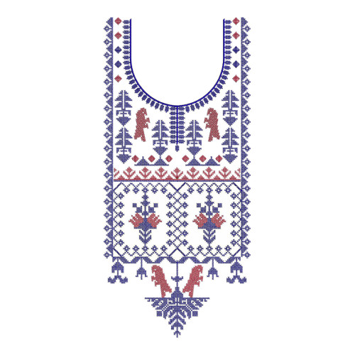 African Style Cross Stitch Neck Embroidery