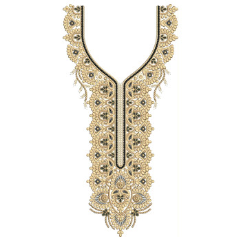 Ivory Trellis Neck Embroidery Design