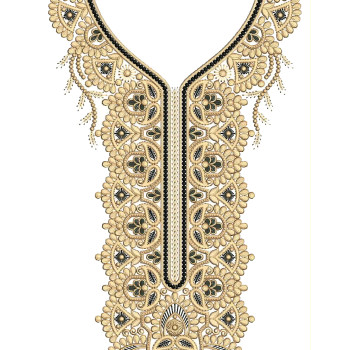 Ivory Trellis Neck Embroidery Design