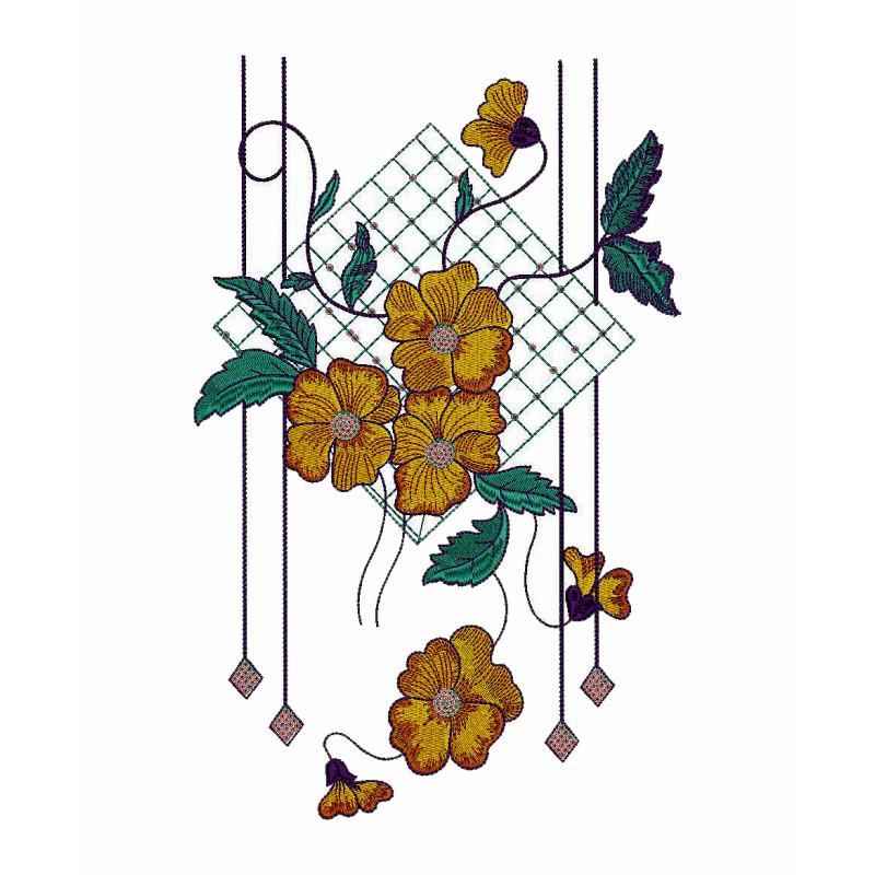 Antique Flower Neck Embroidery