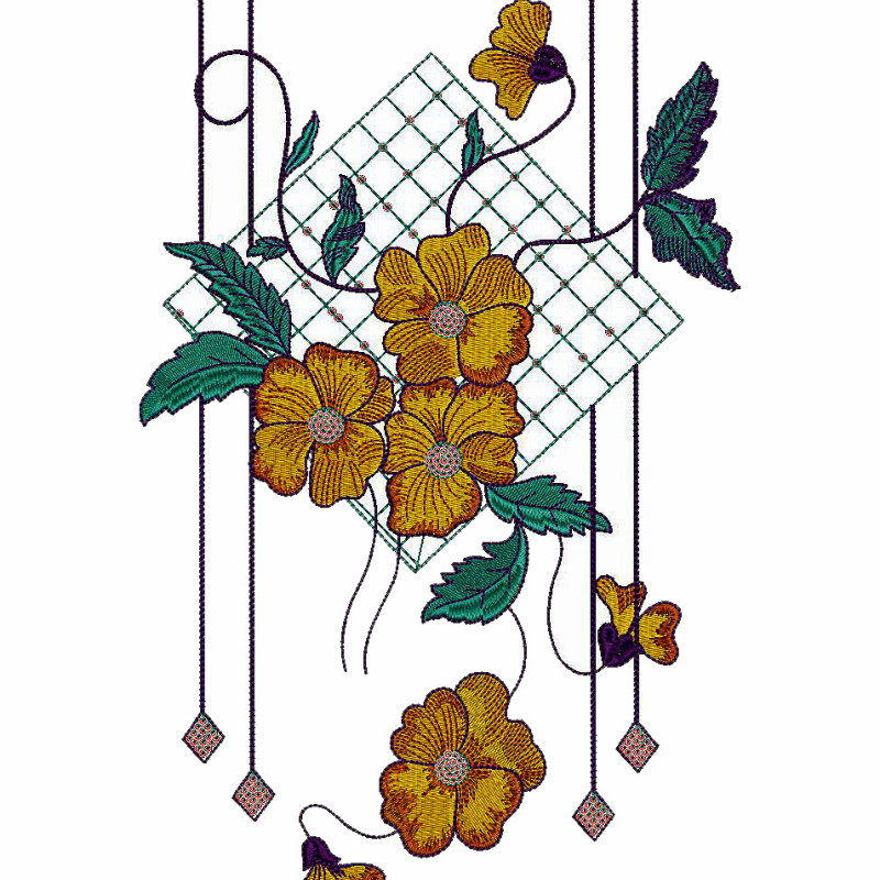 Antique Flower Neck Embroidery