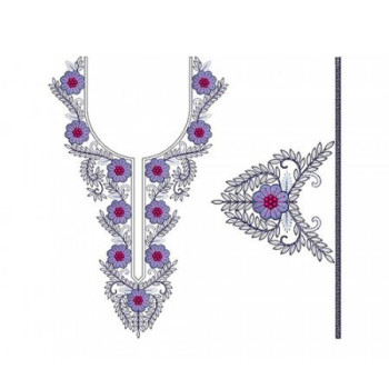 Periwinkle Frost Kanthi Embroidery Design
