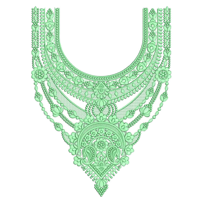 Ornate Imperial Floral Neckpiece Embroidery Design
