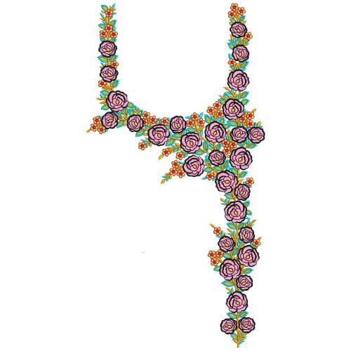 Spring Swirl Neck Embroidery Design