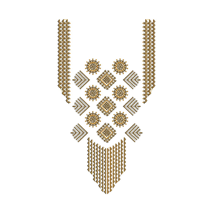 Geometric Gold Yoke Embroidery Design