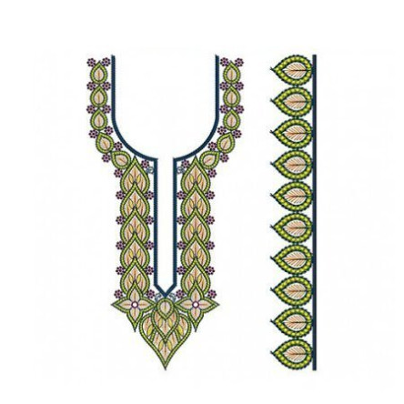 Chartreuse Petal Neck Embroidery Design