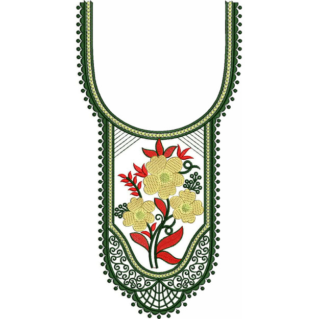 Palki Bloom Neck Embroidery Design