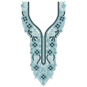 Baroque Floral Neckline Embroidery Design